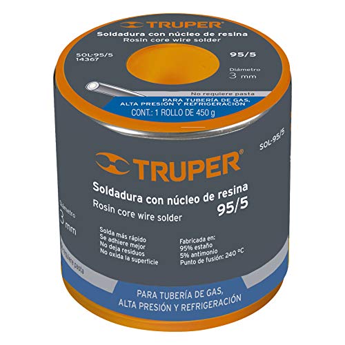 Soldadura con núcleo resina 95/5, tubería de gas, 450 g TRUPER 14367