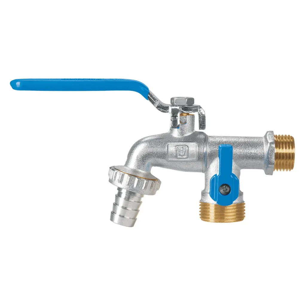 [48060] LLAVE ESFERA DUAL LATON NIQUELADO 1/2-3/4 FOSET (TRUPER) 48060